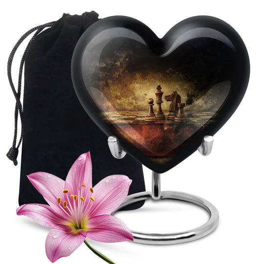 10-inch Heart shaped Chess Urn, 