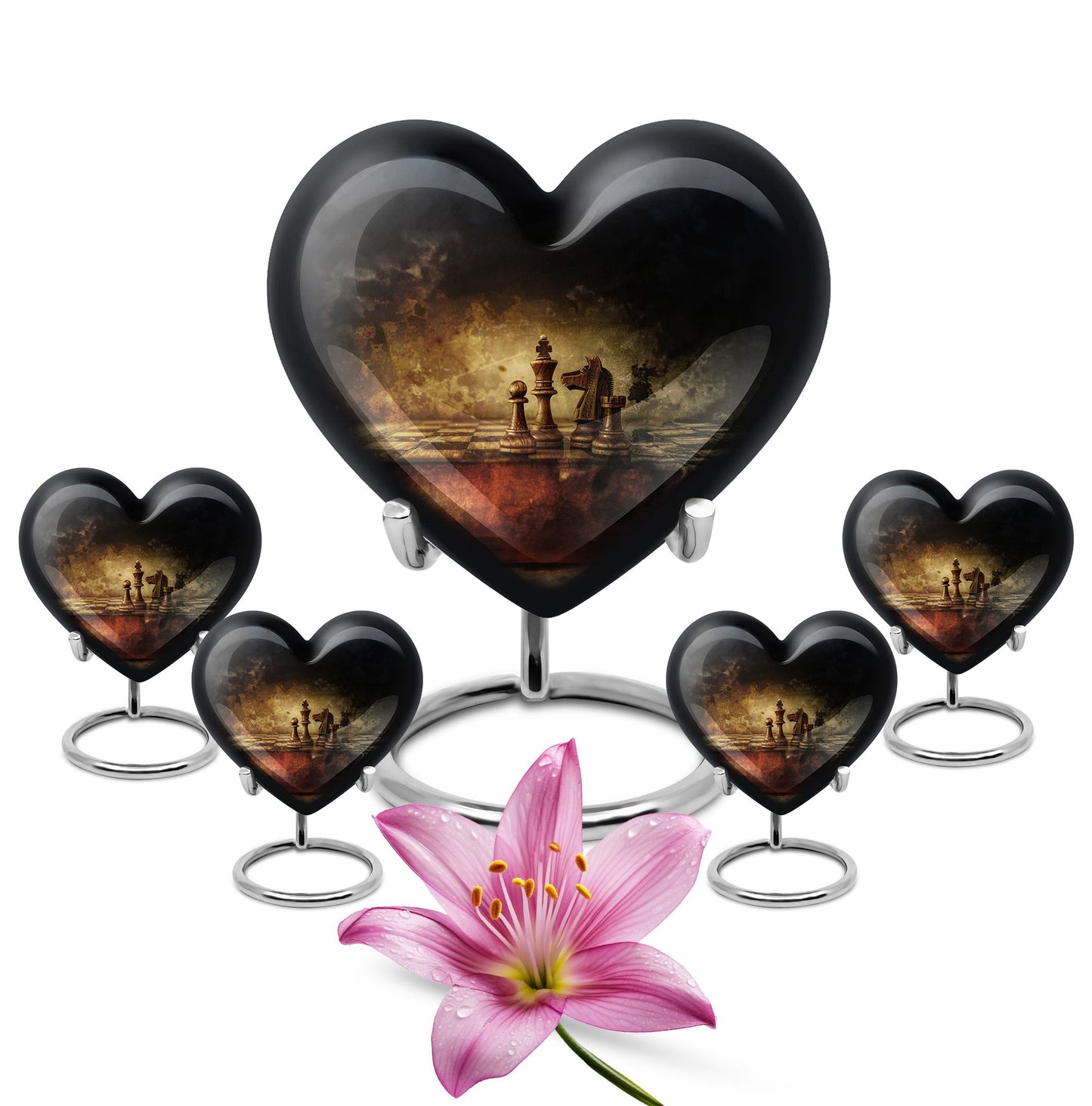 10-inch Heart shaped Chess Urn, 