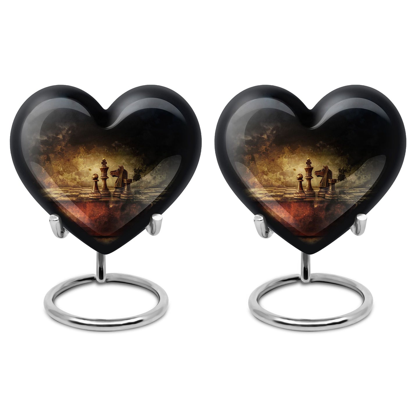 10-inch Heart shaped Chess Urn, 