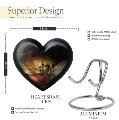 10-inch Heart shaped Chess Urn, 