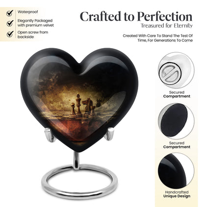 10-inch Heart shaped Chess Urn, 