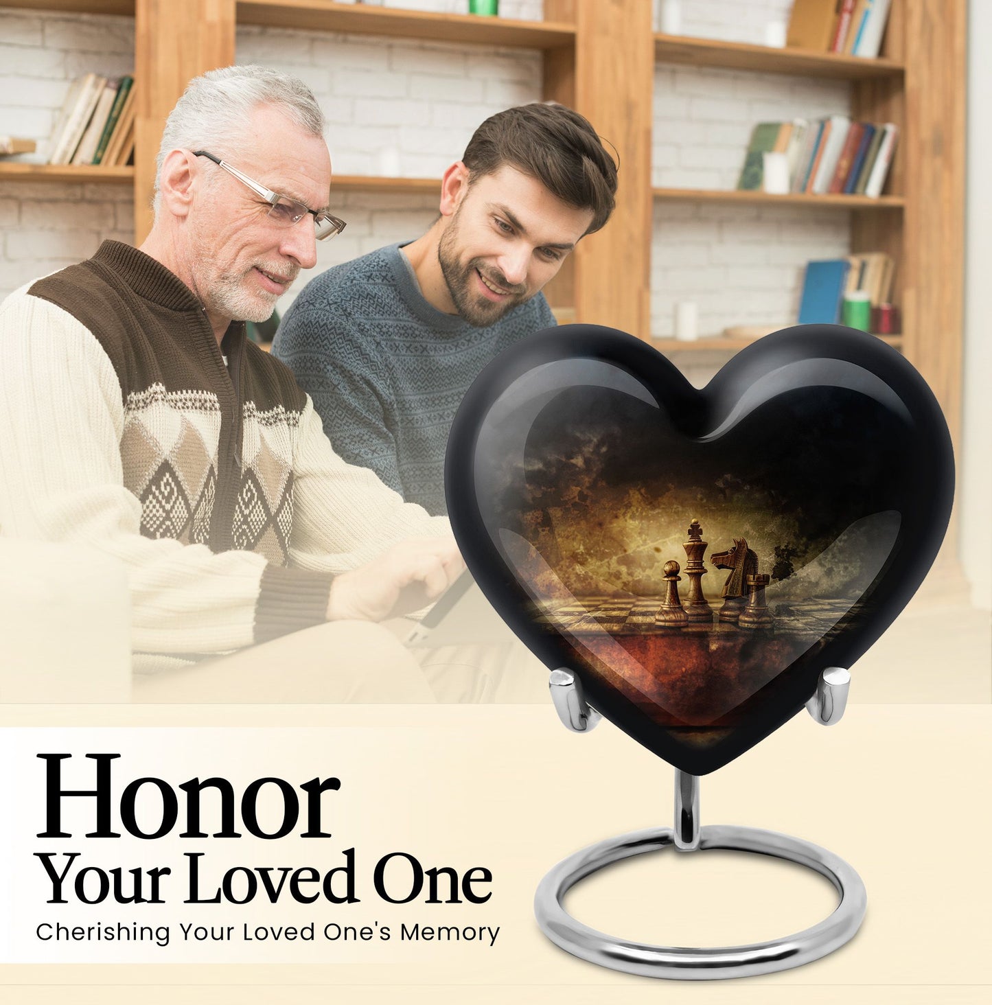 10-inch Heart shaped Chess Urn, 