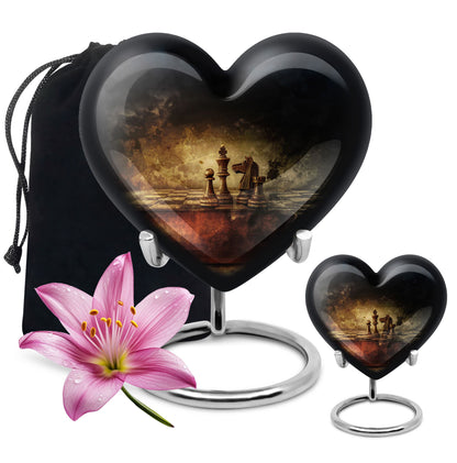 10-inch Heart shaped Chess Urn, 
