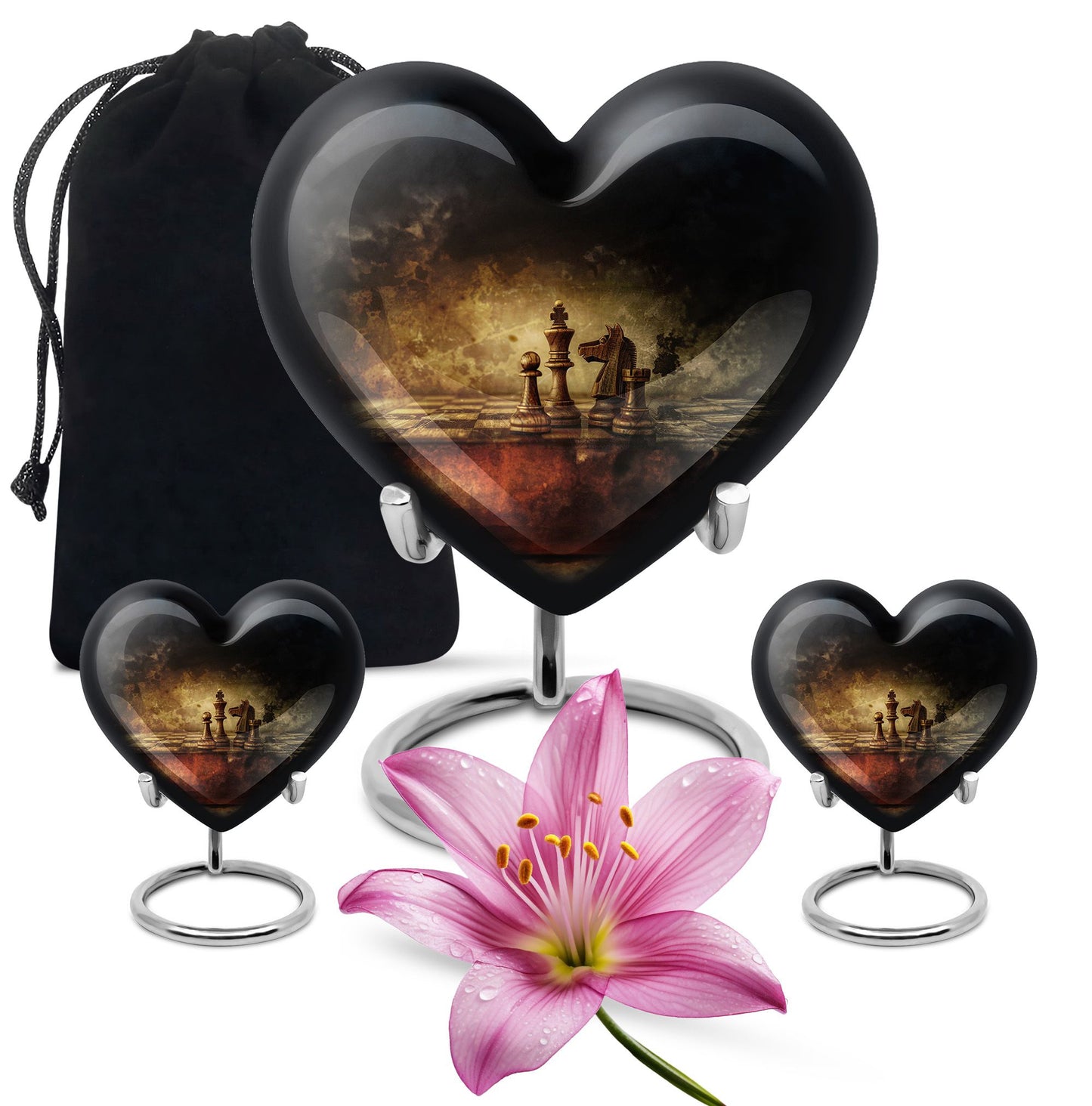 10-inch Heart shaped Chess Urn, 