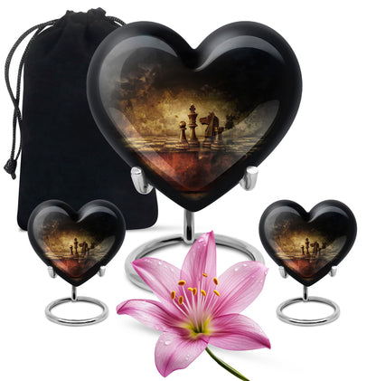 10-inch Heart shaped Chess Urn, 