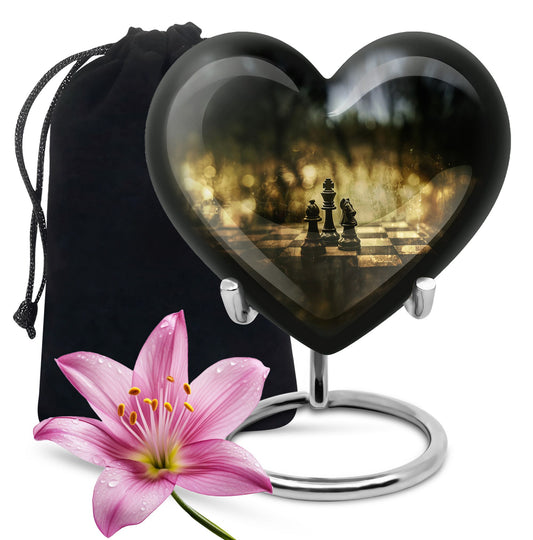 10 inch aluminium heart shaped Chess Urn, 