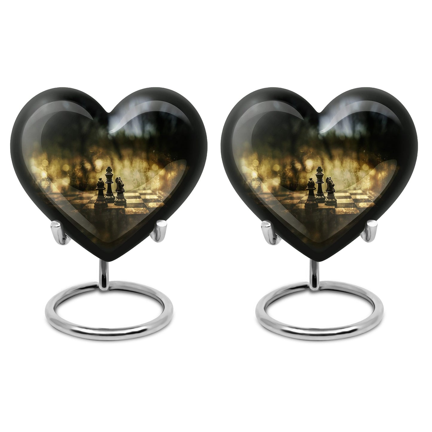 10 inch aluminium heart shaped Chess Urn, 