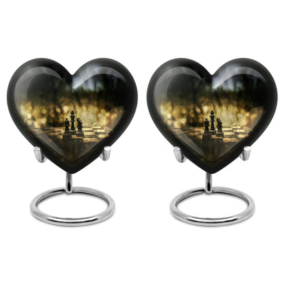 10 inch aluminium heart shaped Chess Urn, 