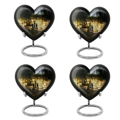 10 inch aluminium heart shaped Chess Urn, 