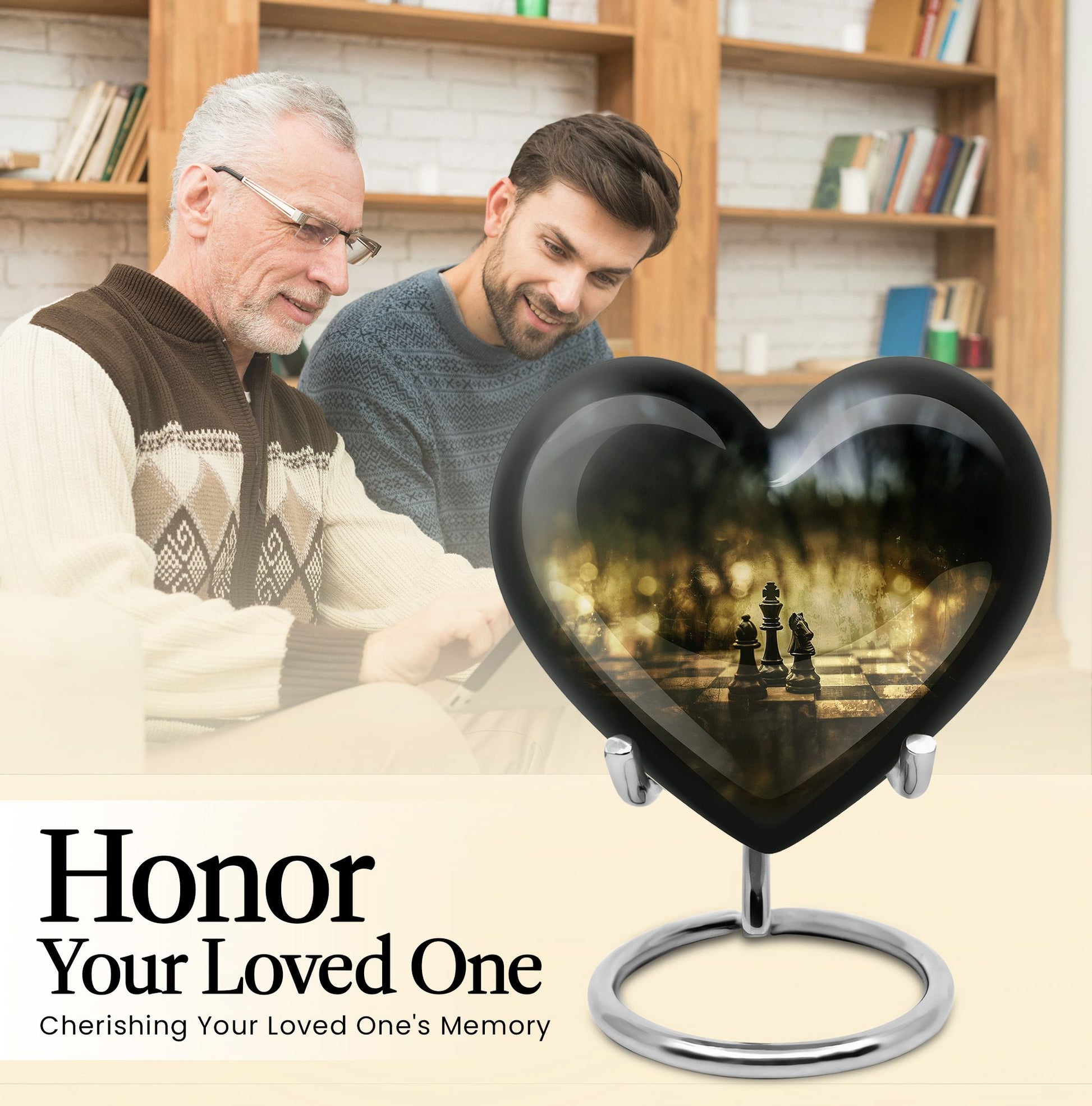 10 inch aluminium heart shaped Chess Urn, 