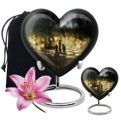 10 inch aluminium heart shaped Chess Urn, 