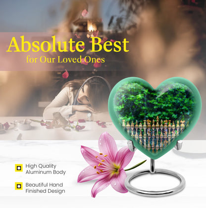 Elegant 10-inch Chess Urn with heart design for memorial ashes, includes velvet pouch