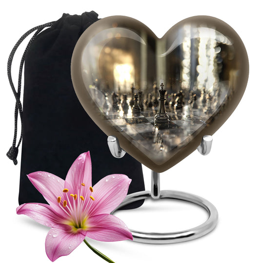 heart-shaped chess urn for ashes