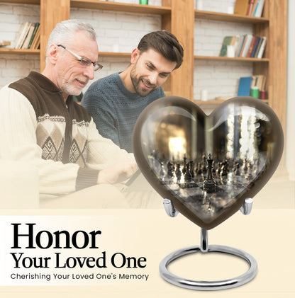 heart-shaped chess urn for ashes