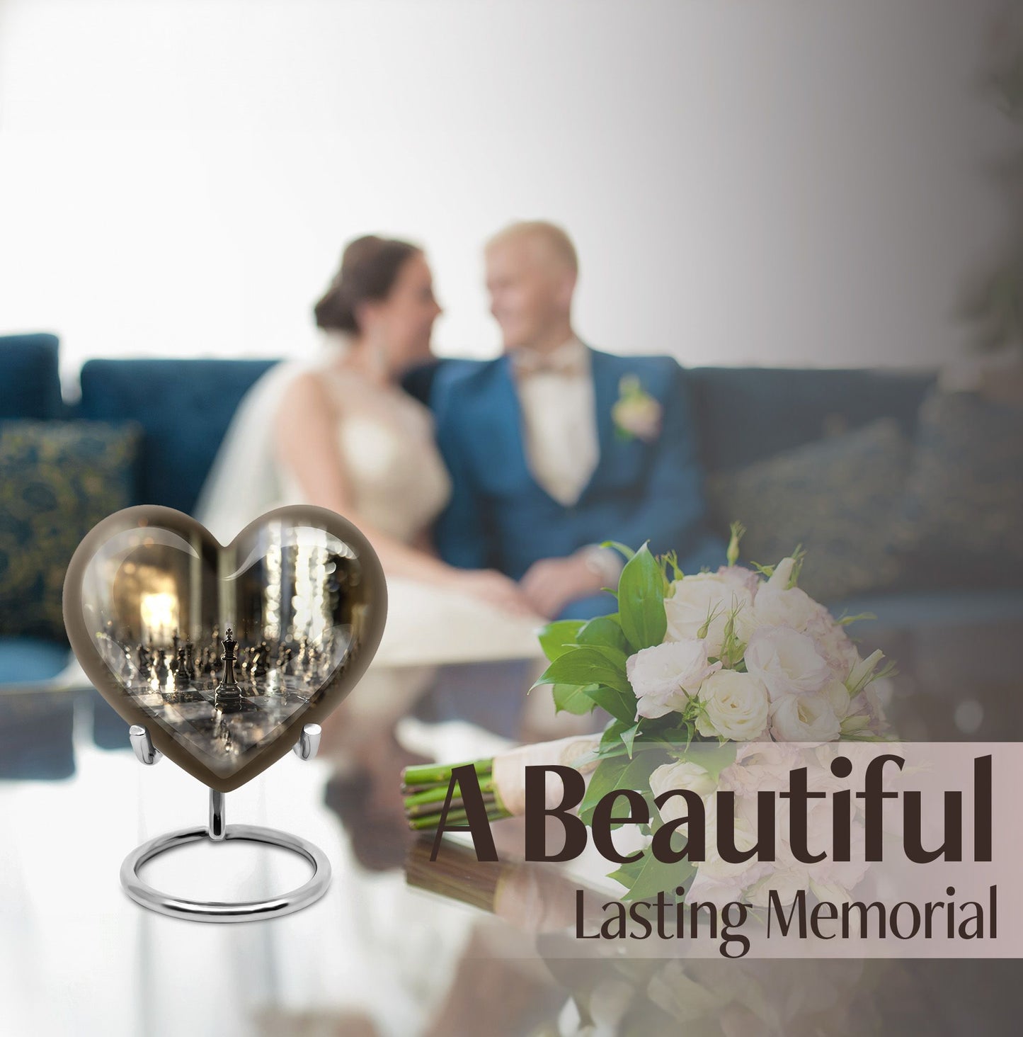 heart-shaped chess urn for ashes