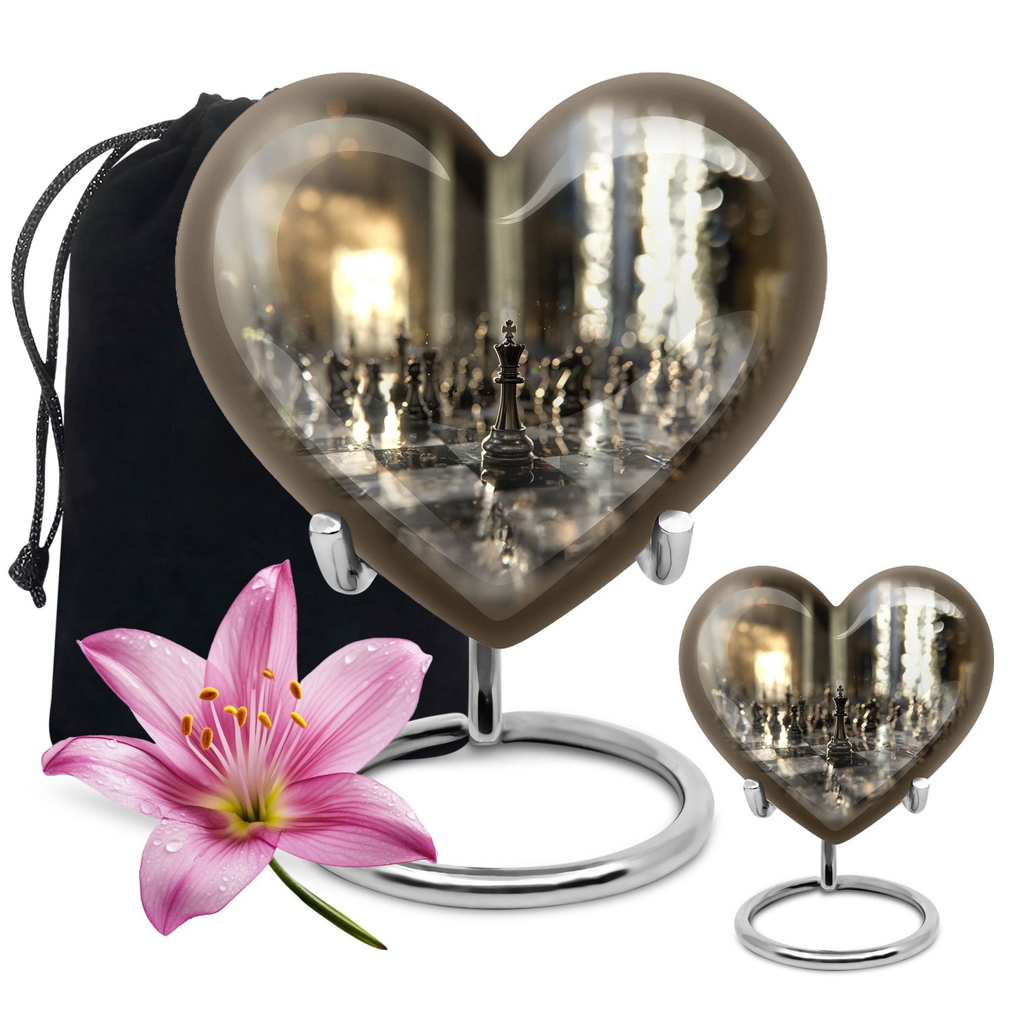 heart-shaped chess urn for ashes