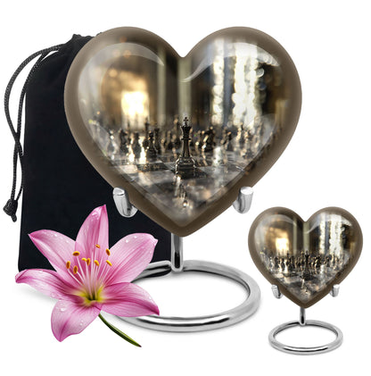 heart-shaped chess urn for ashes