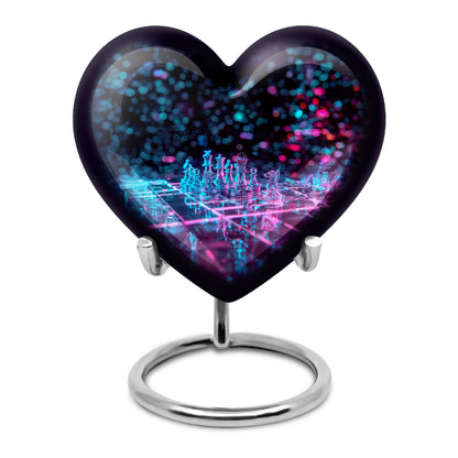 Chess Urn in heart design for adult male cremation ashes