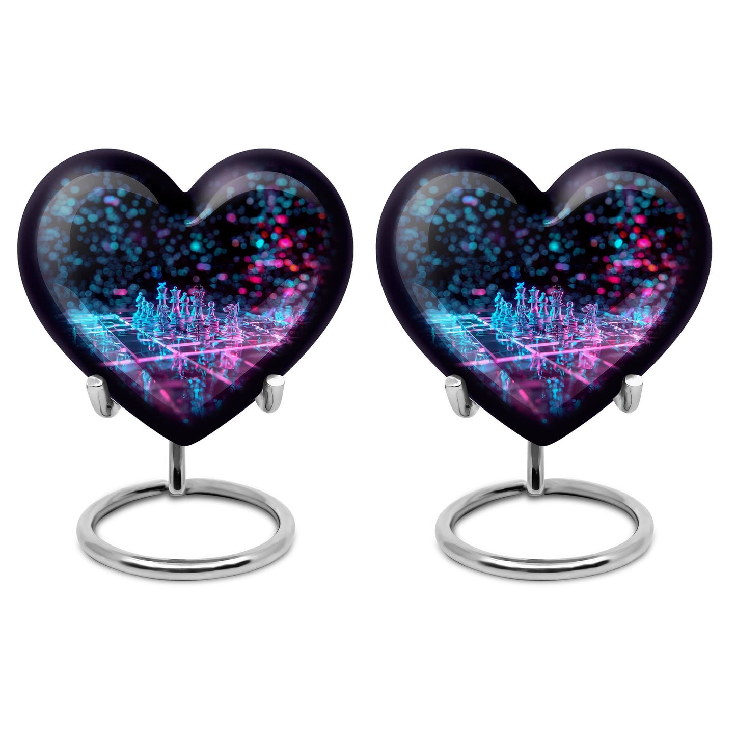 Chess Urn in heart design for adult male cremation ashes