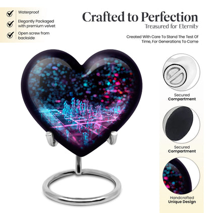 Chess Urn in heart design for adult male cremation ashes