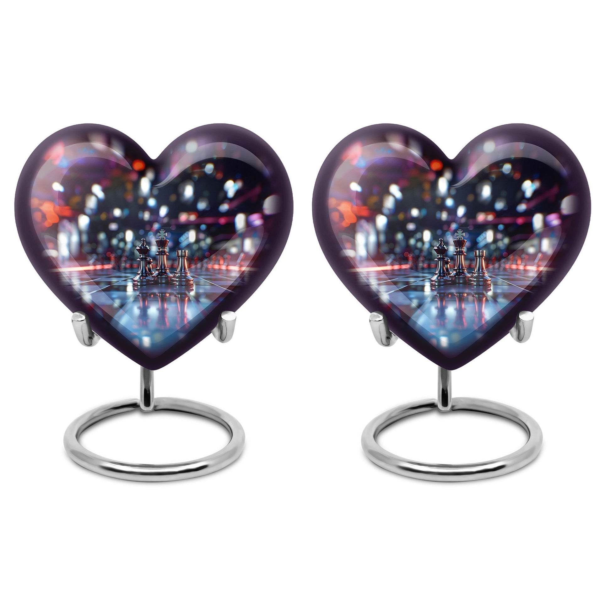 10-inch heart-shaped aluminium chess urn, 200 cubic inches capacity, ideal for memorial ashes