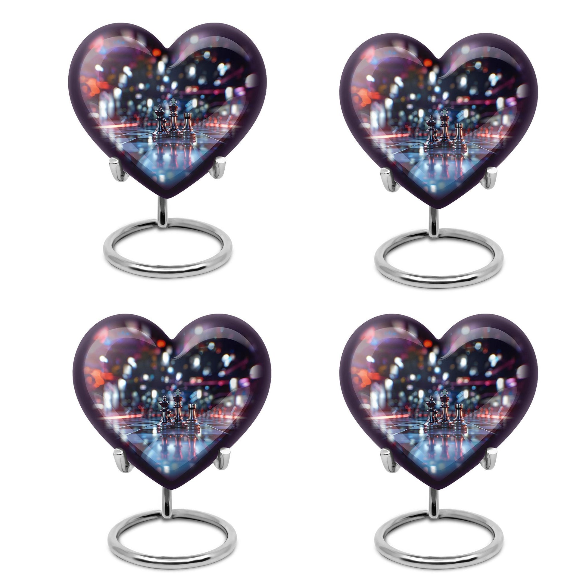 10-inch heart-shaped aluminium chess urn, 200 cubic inches capacity, ideal for memorial ashes