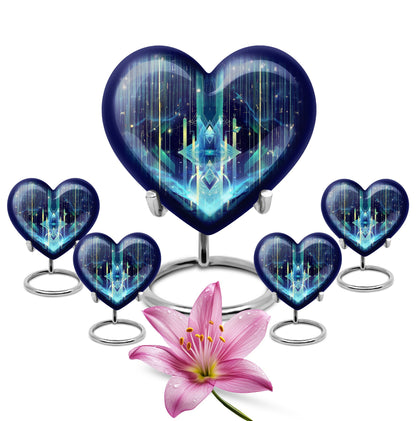 10-inch Zodiac Heart Cremation Urn, large and abstract design made of aluminium, personalizable