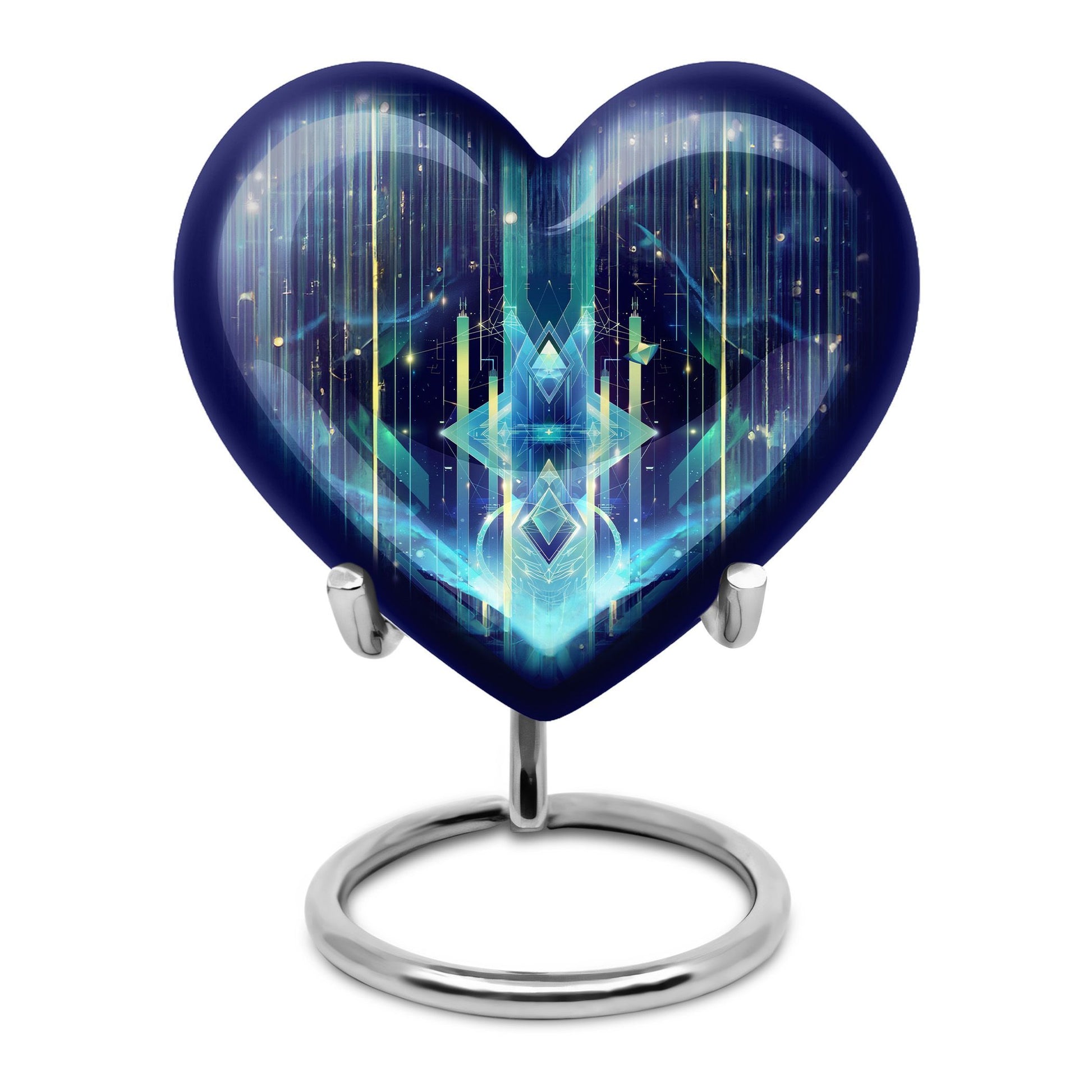 10-inch Zodiac Heart Cremation Urn, large and abstract design made of aluminium, personalizable