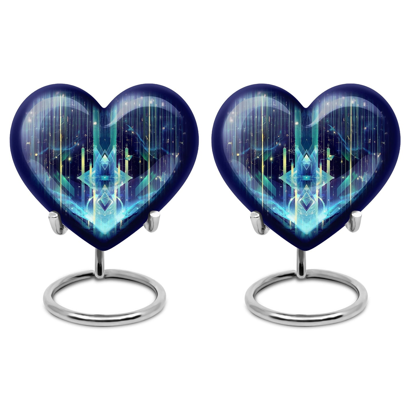 10-inch Zodiac Heart Cremation Urn, large and abstract design made of aluminium, personalizable