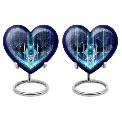 10-inch Zodiac Heart Cremation Urn, large and abstract design made of aluminium, personalizable