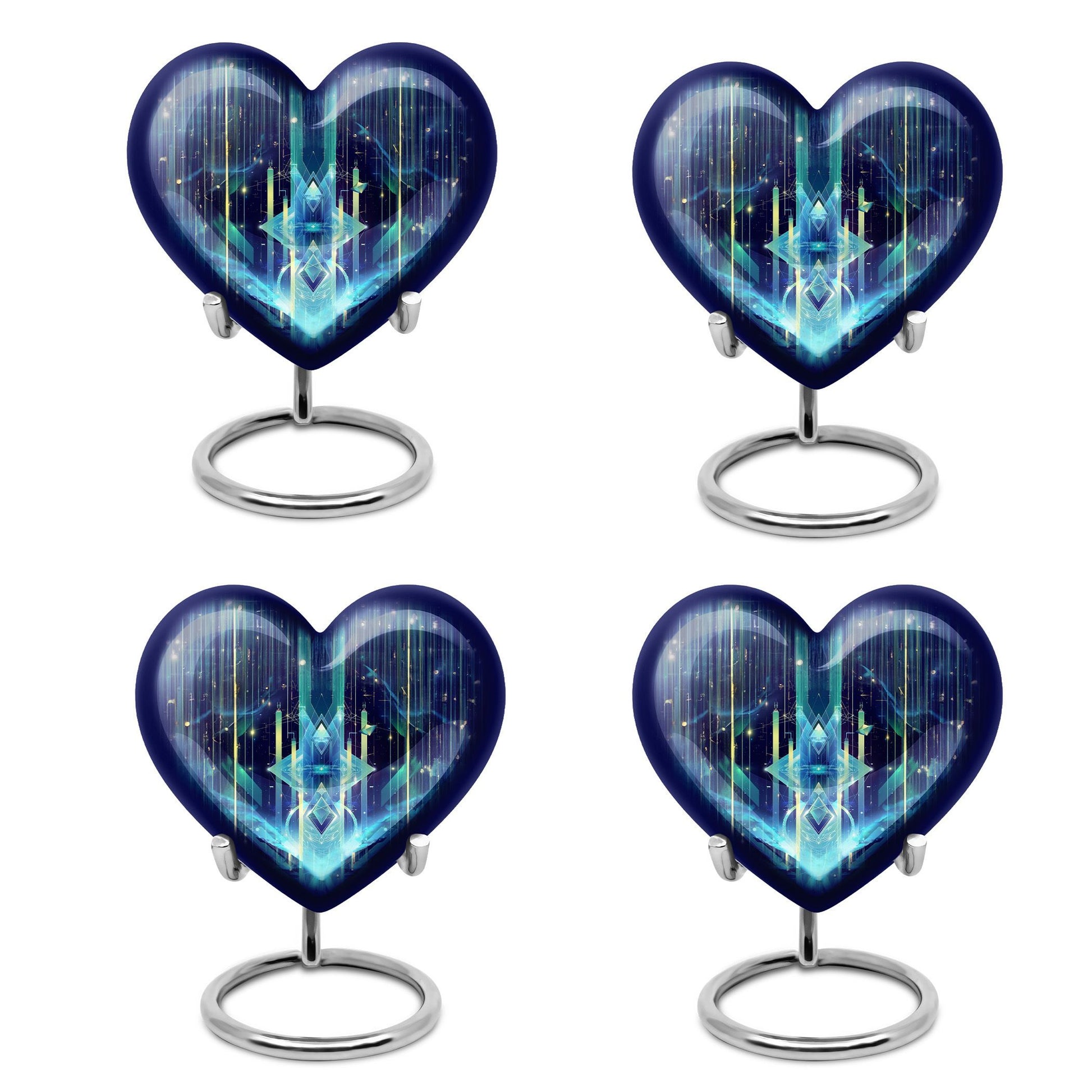 10-inch Zodiac Heart Cremation Urn, large and abstract design made of aluminium, personalizable