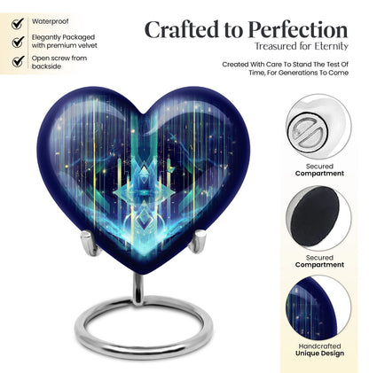 10-inch Zodiac Heart Cremation Urn, large and abstract design made of aluminium, personalizable