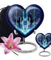 10-inch Zodiac Heart Cremation Urn, large and abstract design made of aluminium, personalizable