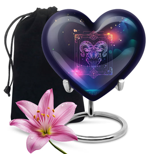heart design zodiac urn