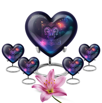 heart design zodiac urn