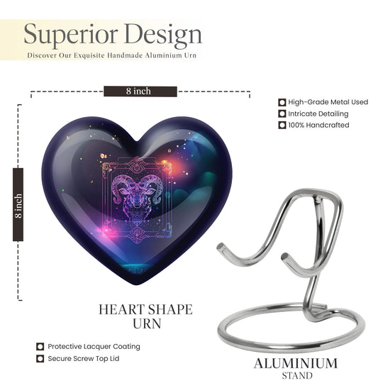 heart design zodiac urn