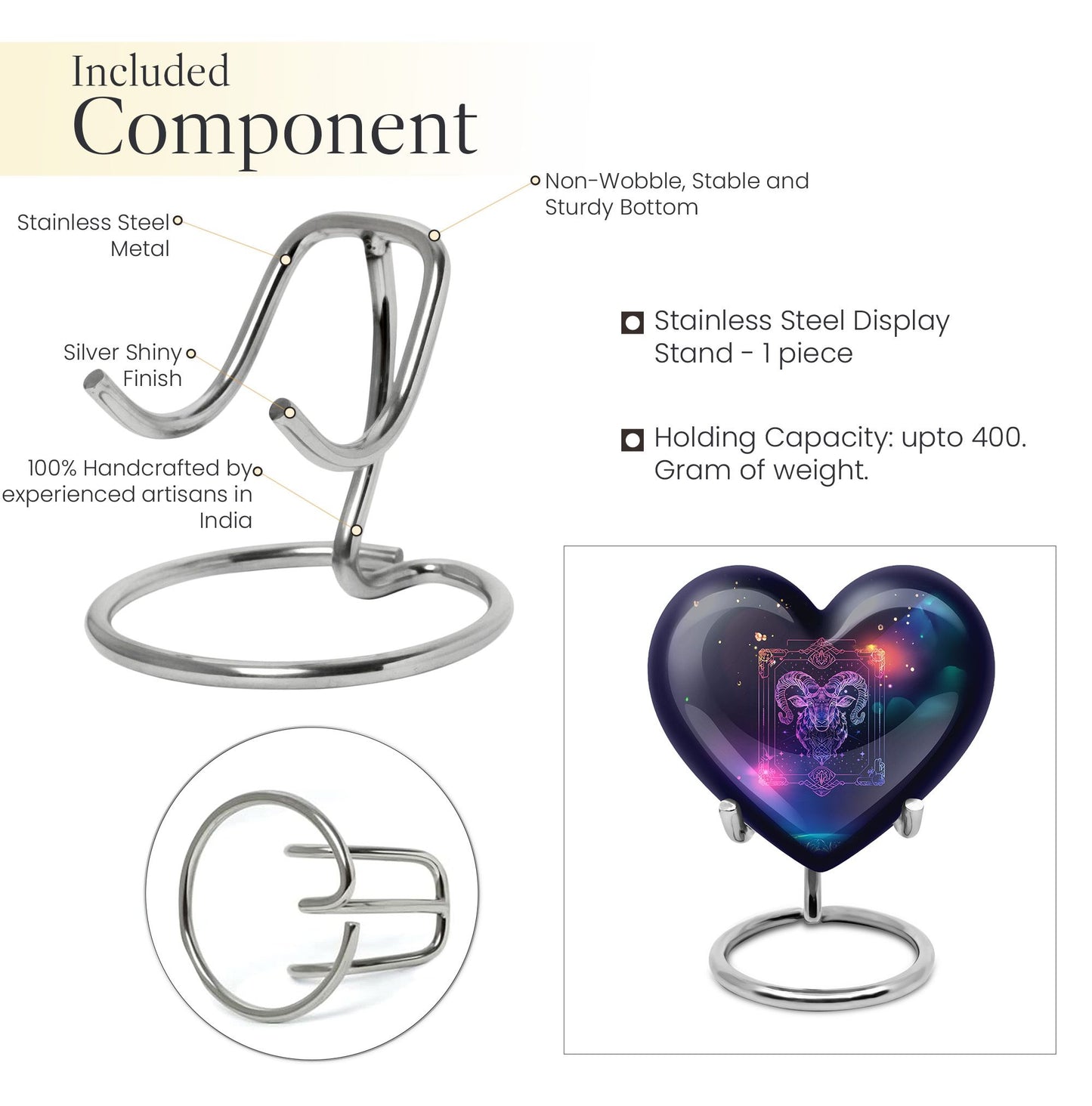 heart design zodiac urn