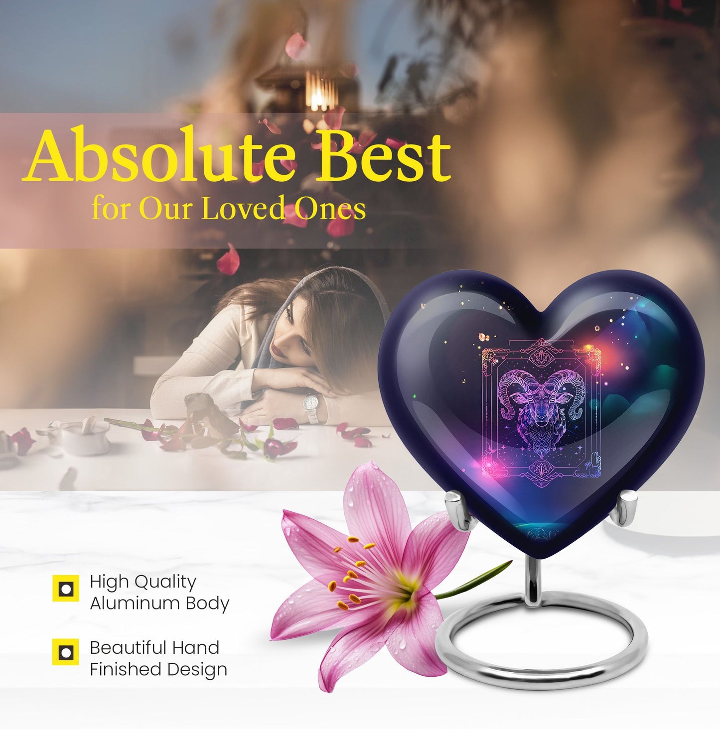 heart design zodiac urn