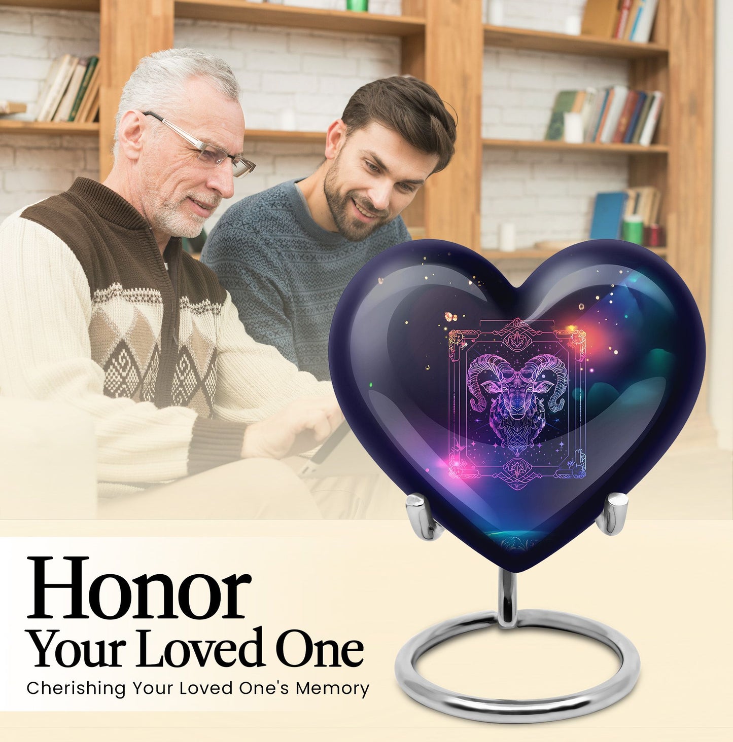 heart design zodiac urn