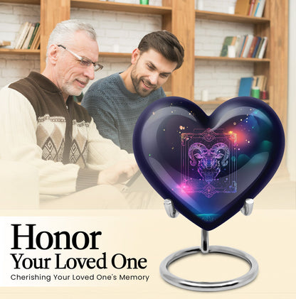 heart design zodiac urn