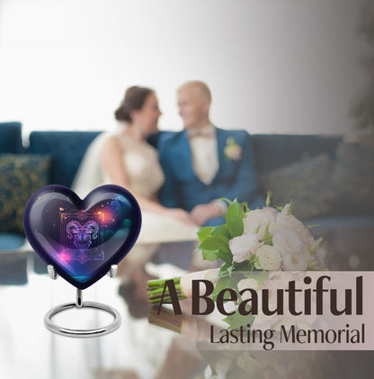 heart design zodiac urn