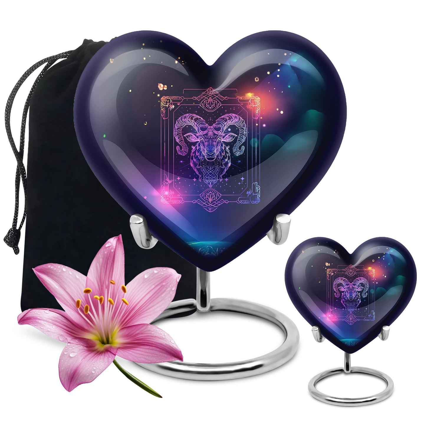 heart design zodiac urn