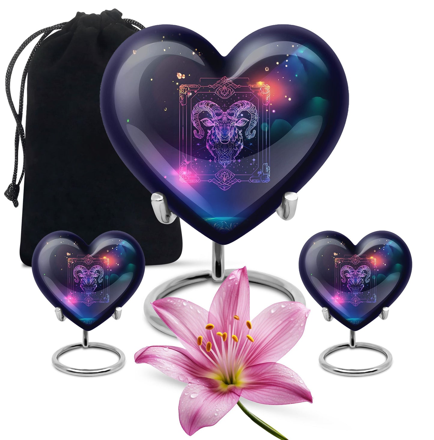 heart design zodiac urn
