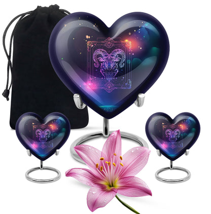 heart design zodiac urn
