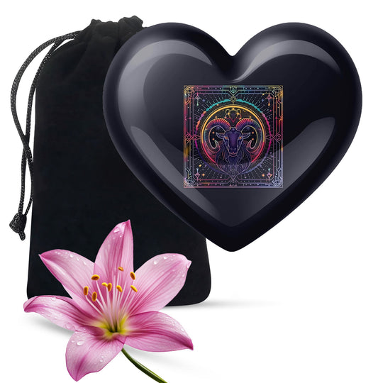 10-inch aluminum heart shaped zodiac urn 