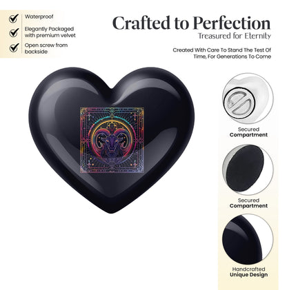 10-inch aluminum heart shaped zodiac urn 
