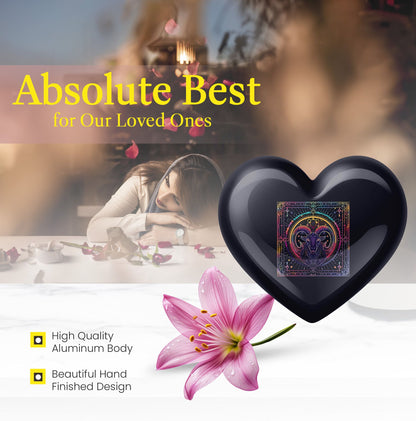 10-inch aluminum heart shaped zodiac urn 