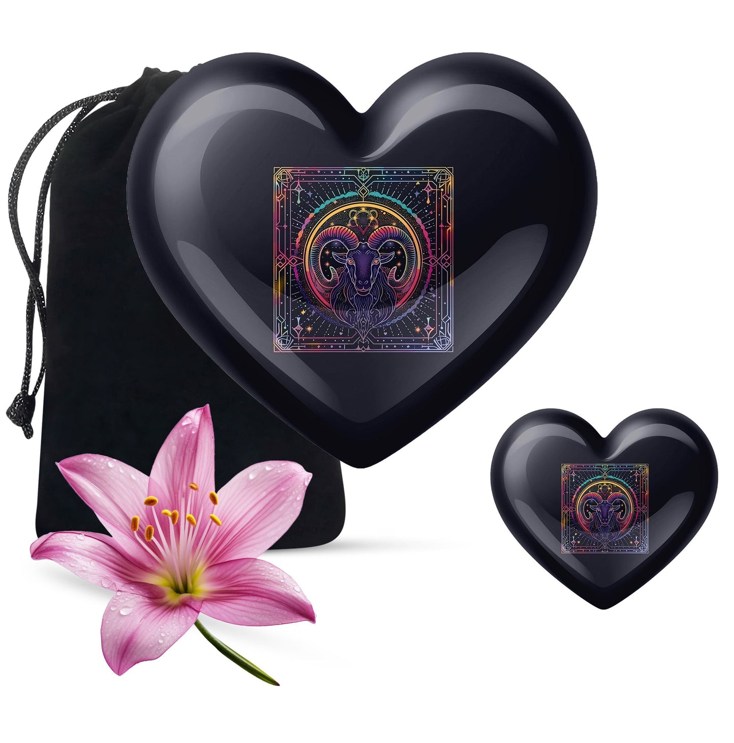 10-inch aluminum heart shaped zodiac urn 