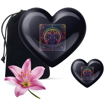 10-inch aluminum heart shaped zodiac urn 