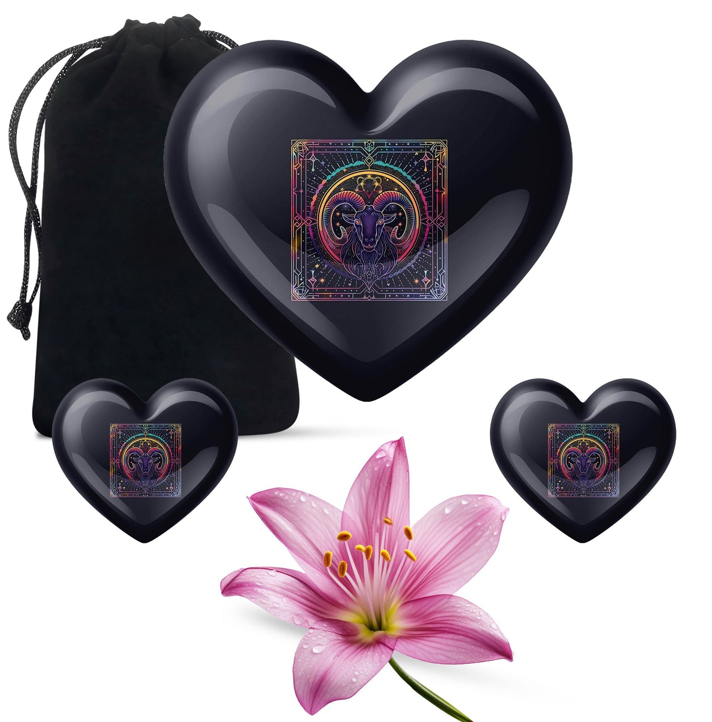10-inch aluminum heart shaped zodiac urn 